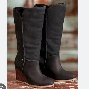 UGG Black Tall Wedge Winter Boots
